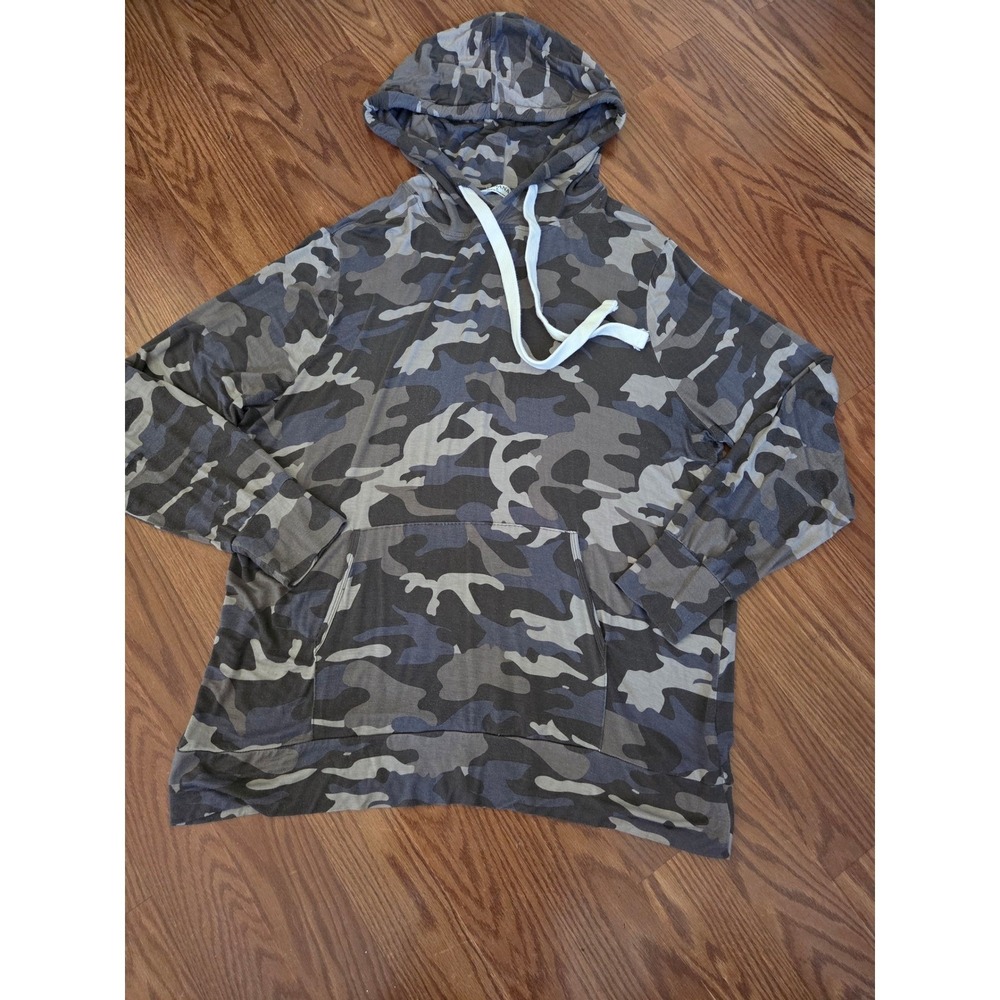Zenana Camo Print Hoodie Lightweight Long Sleeve Pocket Top RT-2136AB Large